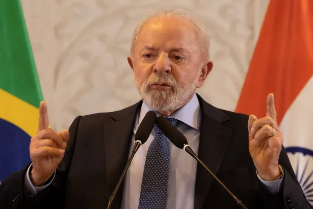 Brazilian President Luiz Inacio Lula da Silva gestures during a press conference in New Delhi, India, February 22, 2026. REUTERS/Adnan Abidi