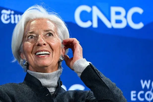 لاغارد خلال مشاركتها في منتدى دافوس الشهر الماضي (أ.ف.ب)