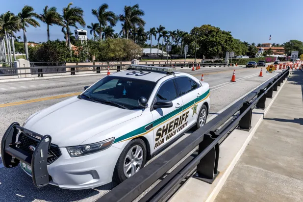 A Palm Beach County Sheriff Office vehicle patrols a road block near the Mar-a-Lago club in West Palm Beach, Florida, USA, 22 February 2026. EPA/CRISTOBAL HERRERA-ULASHKEVICH