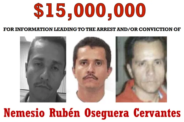 جزء من إعلان وزارة الخارجية الأميركية مكافأة بقيمة 15 مليون دولار لمن يدلي بمعلومات عن «إل منتشو» (وزارة الخارجية الأميركية)