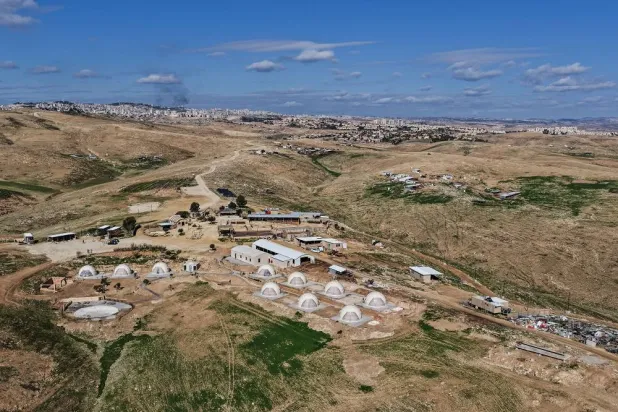 A drone view shows Kedar Sheep farm, an Israeli outpost in the Israeli-occupied West Bank, January 20, 2026. (Reuters)