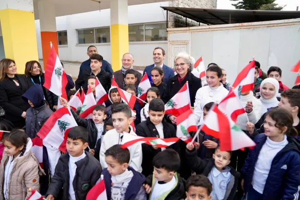 الوزيرة ريما كرامي ومسؤولون دوليون يلتقون تلامذة في جنوب لبنان (اليونيسف)