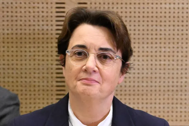 Laurence des Cars, director of Le Louvre museum, poses before a hearing at the Culture commission of the Senate, three days after historic jewels were stolen in a daring daylight heist, Oct. 22, 2025 in Paris. (AP)