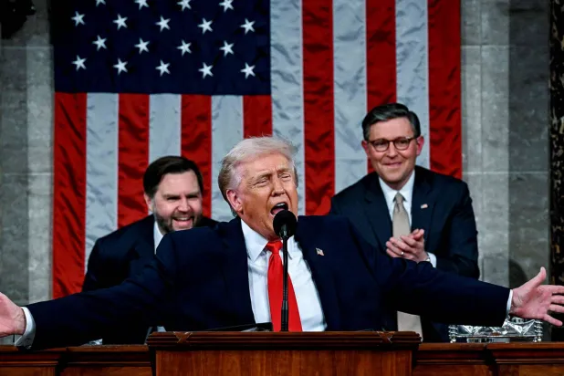 ترمب خلال خطاب حال الاتحاد أمام الكونغرس يوم 24 فبراير 2026 (أ.ف.ب)