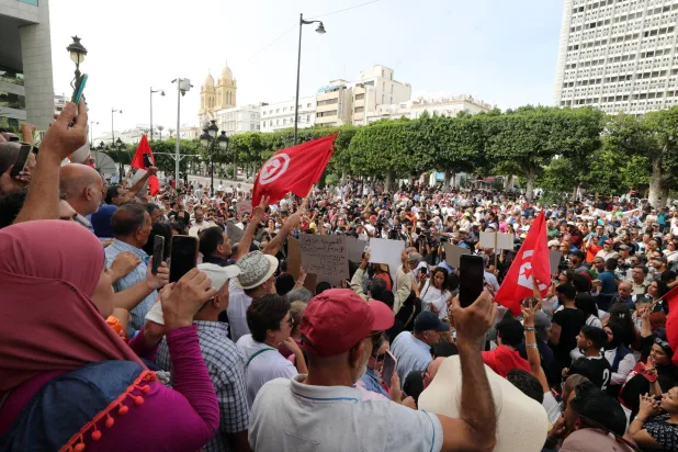 File: One of previous demonstrations demanding halting all activities at the fertilizer factory - EPA