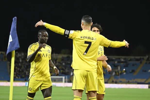 فرحة نصراوية بهدف رونالدو في النجمة (تصوير: بشير صالح)