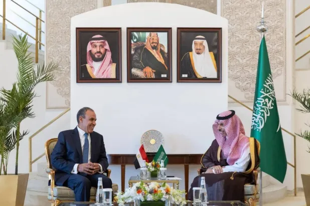 الأمير فيصل بن فرحان والوزير بدر عبد العاطي خلال لقاء سابق في الرياض (واس)