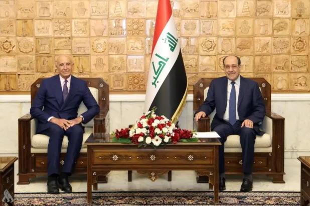 
المالكي التقى براك في بغداد أمس (وكالة الأنباء العراقية)