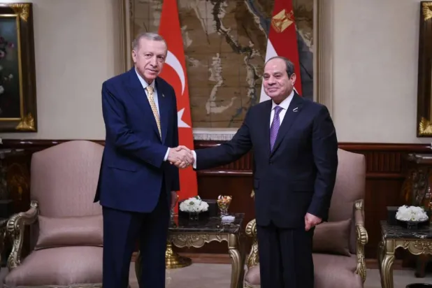  President Abdel Fattah al-Sisi receives Turkish counterpart Erdogan in Cairo earlier this month (Egyptian Presidency)