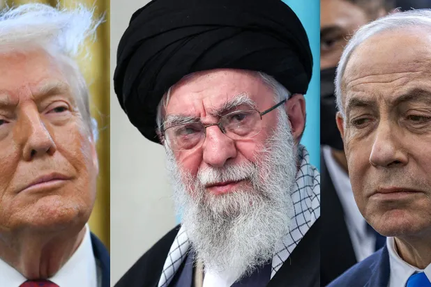 صورة مركبة لدونالد ترمب وعلي خامنئي وبنيامين نتنياهو (أ.ف.ب)