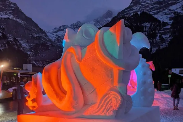 The team sculpted a kraken eating a boat 