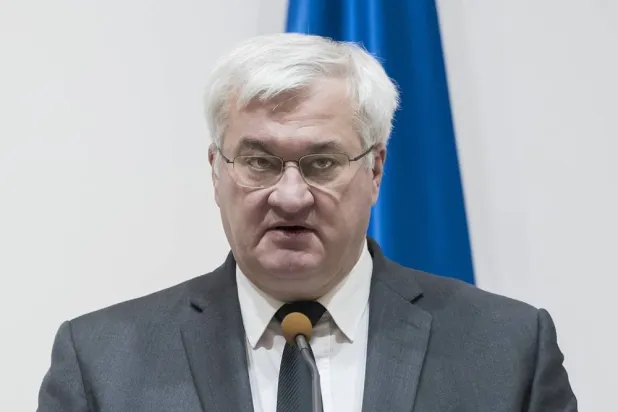 Ukrainian Foreign Minister Andrii Sybiha speaks during the joint press conference with Dutch Foreign Minister Tom Berendsen (not pictured) in Kyiv, Ukraine, 28 February 2026. (EPA)