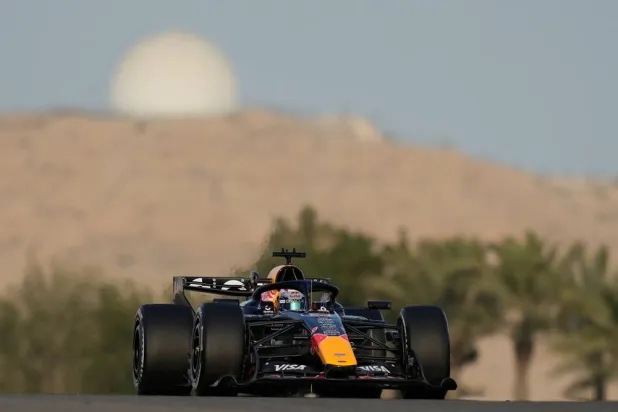 Red Bull driver Max Verstappen of the Netherlands steers his car during a Formula One pre-season test at the Bahrain International Circuit in Sakhir, Bahrain, Feb. 11, 2026. (AP)