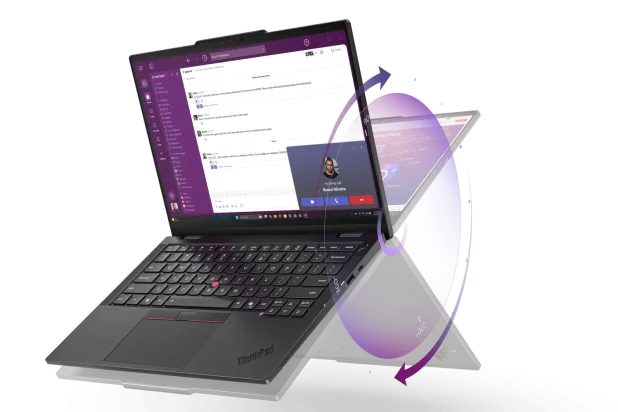 يعتمد الجهاز على شاشة ثانية قابلة للفصل ومنافذ قابلة للاستبدال ولوحة مفاتيح منفصلة لتوفير مرونة في بيئات العمل المختلفة (لينوفو)