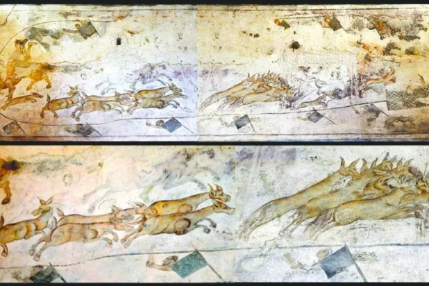 صيد الحمير البرية في جدارية أموية