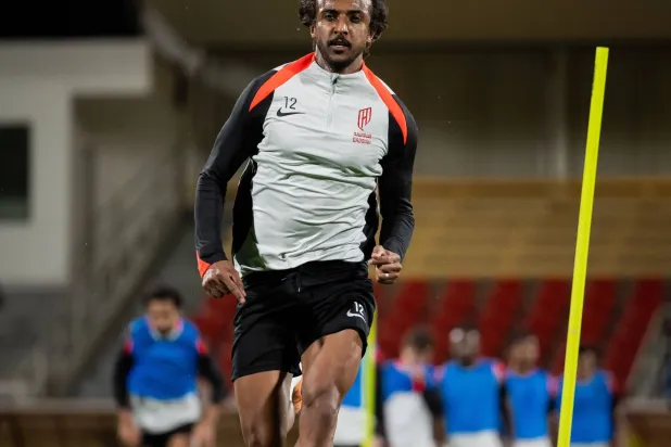 ياسر الشهراني خلال تدريبات القادسية (موقع النادي)