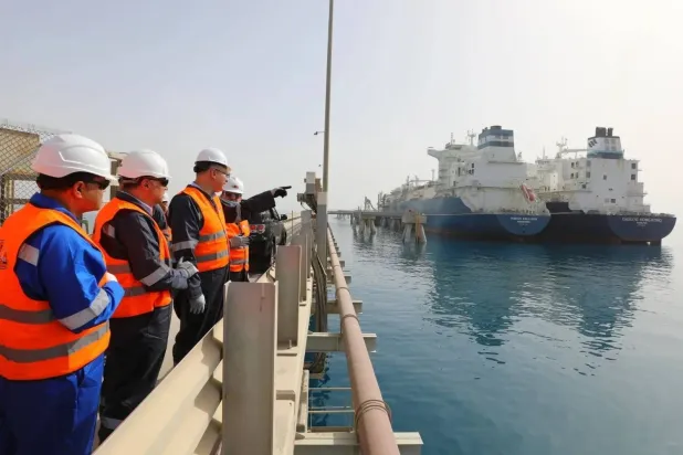 Egypt’s Petroleum Minister Karim Badawi during an inspection tour of SUMED port (Egyptian Petroleum Ministry)