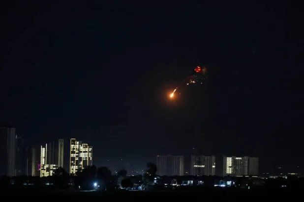 Air defense systems intercept a drone near the US consulate and Erbil International Airport in Erbil early Wednesday (EPA) 