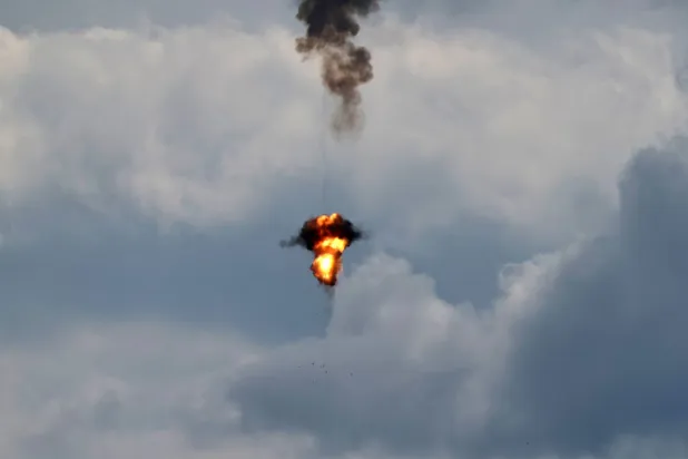 Smoke from a drone launched from Lebanon toward targets in northern Israel and destroyed by Iron Dome interception pictured in the sky as seen from the upper Galilee on the Israel-Lebanon border, 04 March 2026  EPA/ATEF SAFADI