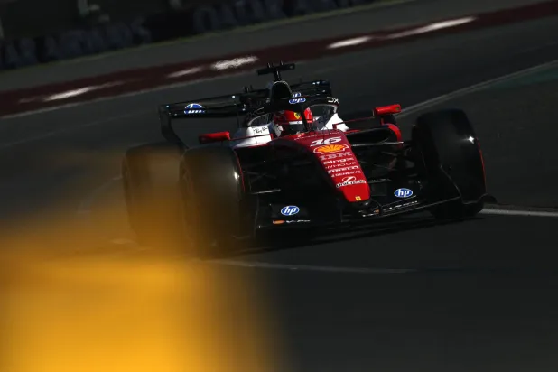 Ferrari's Monegasque driver Charles Leclerc drives back on circuit during the second practice session of the Formula One Australian Grand Prix at the Albert Park Circuit in Melbourne on March 6, 2026. (AFP)