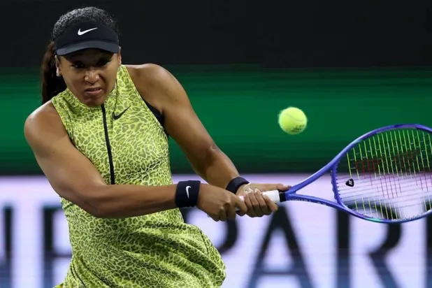 Naomi Osaka of Japan returns a shot to Victoria Jimenez Kasintseva of Andorra during Day 3 of the BNP Paribas Open at the Indian Wells Tennis Garden on March 06, 2026 in Indian Wells, California. (Getty Images/AFP)
