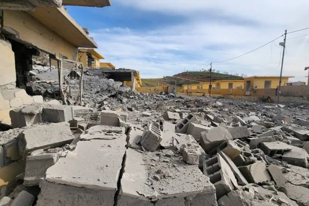 Rubble of destroyed buildings lies following, what the security sources say, a drone struck an arms depot in an attack on the headquarters of an Iranian Kurdish opposition group in which two fighters were wounded, amid the US-Israeli conflict with Iran, in the town of Dekala in Iraq's Kurdistan region March 4, 2026. (Reuters)