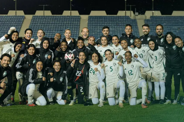 المنتخب السعودي للسيدات بعد مباراته الودية الأخيرة أمام قرغيزستان (الشرق الأوسط)