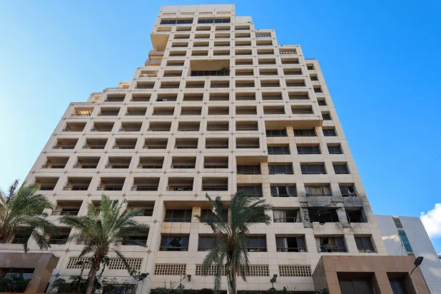Damaged hotel rooms following an Israeli strike at the Raouche district in Beirut, Lebanon, 08 March 2026. EPA/WAEL HAMZEH