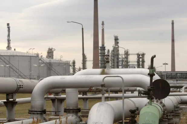 Pumping station at the end of the Druzhba oil pipeline in Schwedt, Germany (AP)