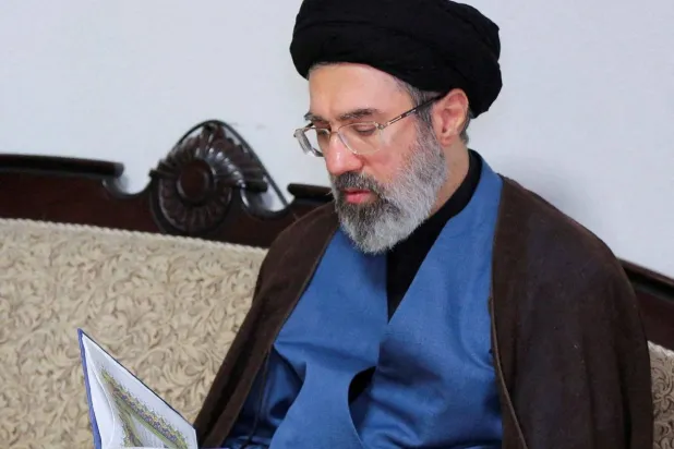FILE PHOTO: Mojtaba Khamenei, the second son of Iran's Supreme Leader Ayatollah Ali Khamenei, visits Hezbollah's office in Tehran, Iran, October 1, 2024. Office of the Iranian Supreme Leader/WANA (West Asia News Agency)/Handout via REUTERS/File Photo 