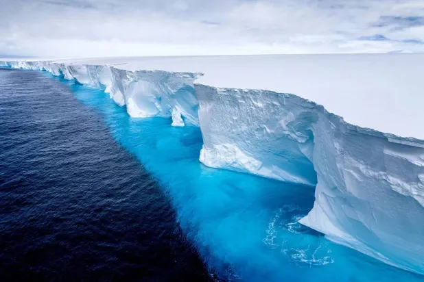  A drone captured the spectacular caves and arches of A23a in 2023 (British Antarctic Survey) 