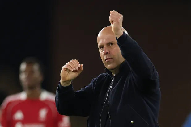 Football - FA Cup - Fifth Round - Wolverhampton Wanderers v Liverpool - Molineux Stadium, Wolverhampton, Britain - March 6, 2026 Liverpool manager Arne Slot celebrates after the match. (Action Images via Reuters)