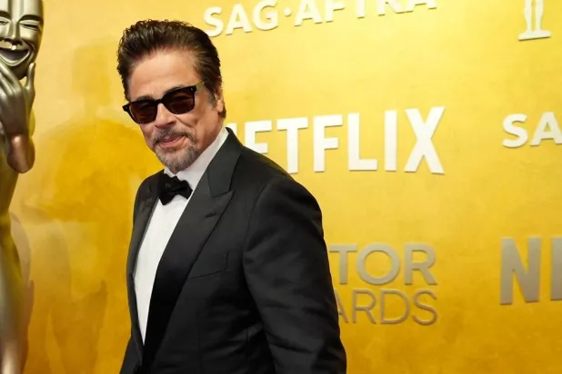Benicio Del Toro arrives at the 32nd Annual Actor Awards on Sunday, March 1, 2026, at the Shrine Auditorium and Expo Hall in Los Angeles. (AP) 