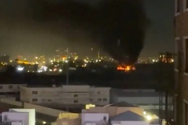 Smoke and flames rise following a drone attack on the UAE consulate in Erbil, Iraq in this screengrab obtained from social media March 9, 2026. (Social media/via Reuters)