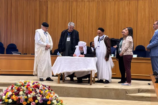 فريق سيف القذافي للمصالحة الوطنية يوقِّع في أديس أبابا على الميثاق يوم 16 فبراير 2025 (فريق المصالحة)