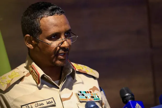 RSF commander Mohamed Hamdan Daglo speaks during a press conference at RSF headquarters in Khartoum, Sudan February 19, 2023. (Reuters)