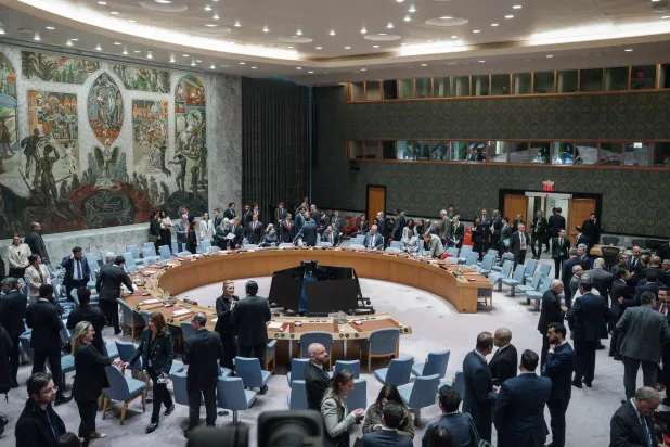 مجلس الأمن التابع للأمم المتحدة في جلسة طارئة بشأن إيران في نيويورك 28 فبراير الماضي (إ.ب.أ)