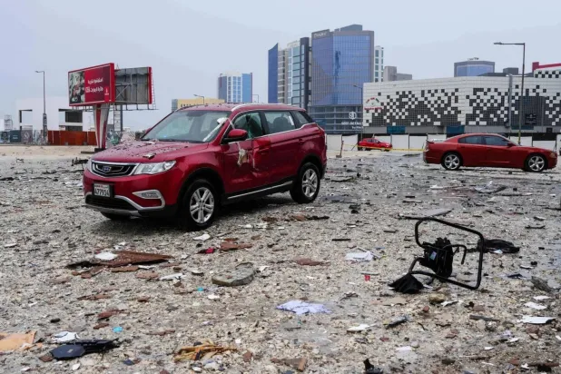The extent of damage caused by a drone strike in the Seef district of Manama (AFP). 