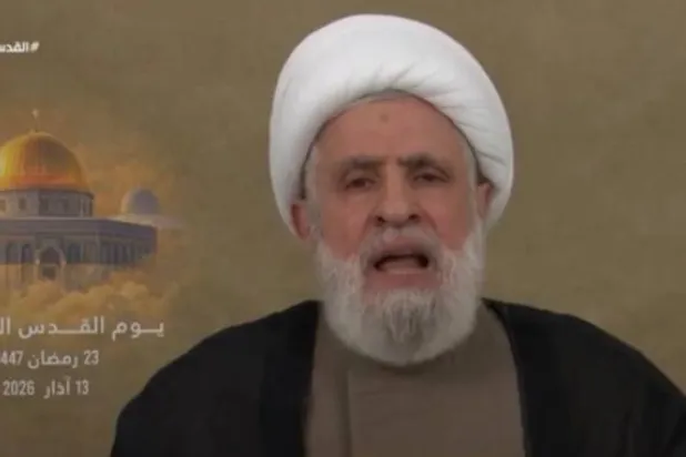 نعيم قاسم في خطاب متلفز اليوم بمناسبة يوم القدس (إكس)