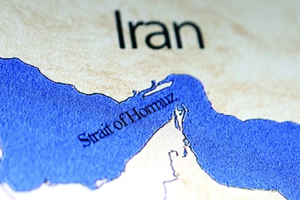FILE PHOTO: A map showing the Strait of Hormuz and Iran is seen in this illustration taken June 22, 2025. REUTERS/Dado Ruvic/Illustration/File Photo