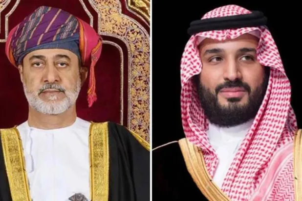 ولي العهد السعودي الأمير محمد بن سلمان وسلطان عُمان هيثم بن طارق (الشرق الأوسط)
