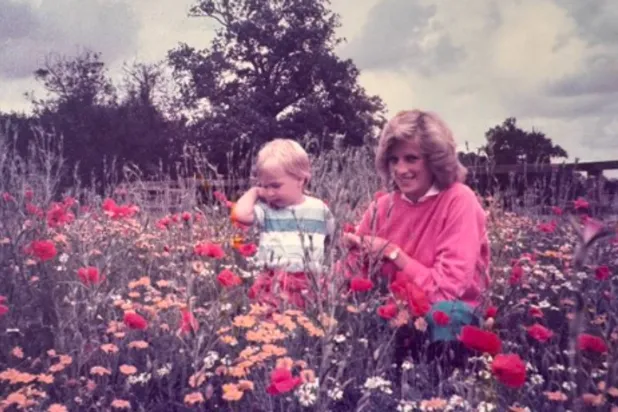 The prince, 43, posted a photo showing Diana with a 2-year-old William in a field of flowers that was taken at the family’s main home at Highgrove, Gloucestershire, in 1984. (Kensington Royal/X)