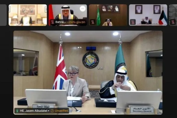 The Foreign Ministers of the GCC and the UK held an extraordinary meeting via videoconference last Thursday. Photo: Saudi Foreign Ministry 