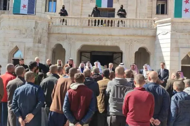 Former detainees released from Alaya Prison, controlled by the Syrian Democratic Forces (SDF) in Qamishli, in February (Al-Furat). 