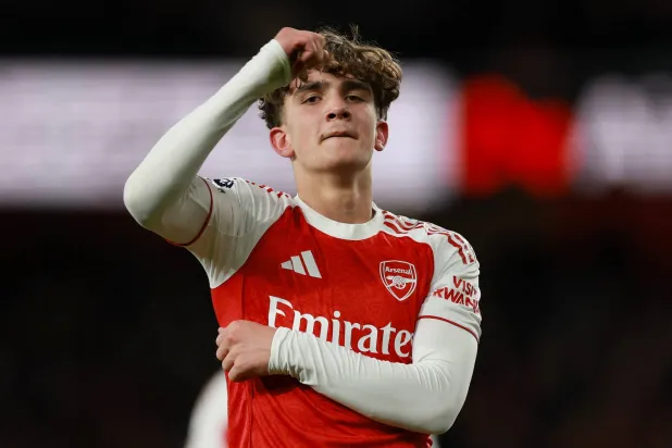 Soccer Football - Premier League - Arsenal v Everton - Emirates Stadium, London, Britain - March 14, 2026 Arsenal's Max Dowman celebrates scoring their second goal Action Images via Reuters/Paul Childs