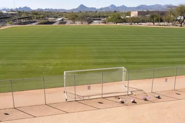 A soccer field stands empty at Kino Sports Complex, where the Iranian men’s soccer team is scheduled to practice for the FIFA World Cup, in Tucson, Arizona, US, March 4, 2026. REUTERS/Rebecca Noble
