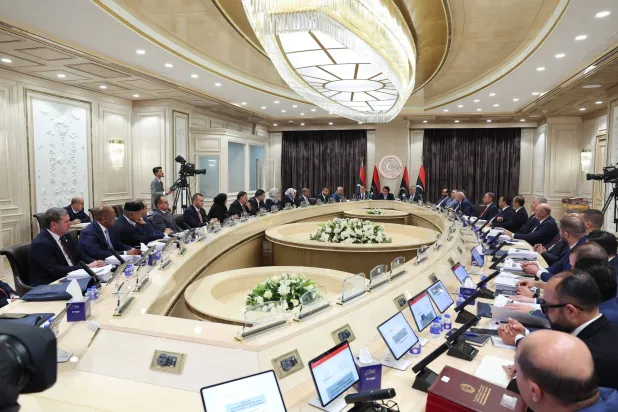 جانب من اجتماع حكومة الدبيبة الأسبوع الماضي بحضور المنفي وتكالة (حكومة الوحدة)