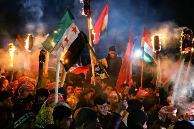 People celebrate Nowruz in central Damascus in 2025. (Facebook) 