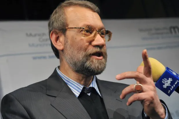06 February 2009, Bavaria, Munich: Ali Larijani, then chairman of the Iranian parliament, speaks at the 45th Munich Security Conference in Munich. (dpa)
