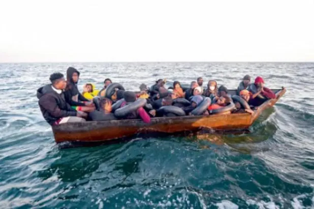 File photo: African migrants at sea in the Mediterranean. (AFP)
